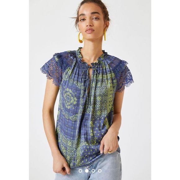 Anthropologie Current Air Bandana-Printed Top Size XXS - Picture 2 of 10